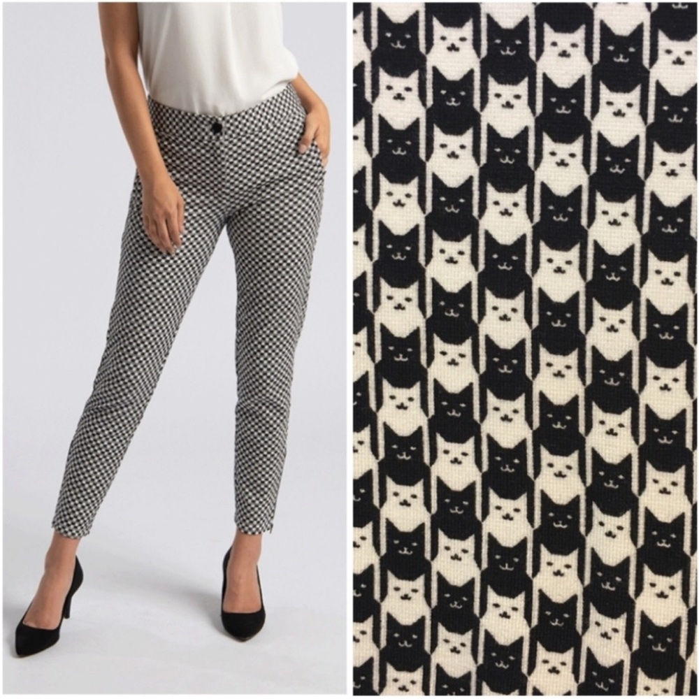 Betabrand Black and White Ankle Cropped Pants